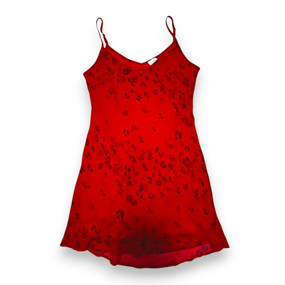 L.A Hearts by Pacsun Red Leopard Slip Dress Sheer Chiffon Lined Size Small